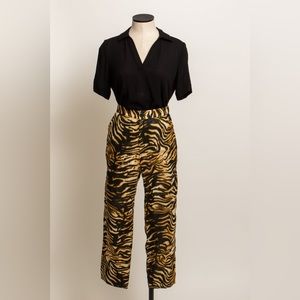 RACHEL COMEY COUNCIL TIGER PRINT LINEN PANTS SIZE SMALL / US 4